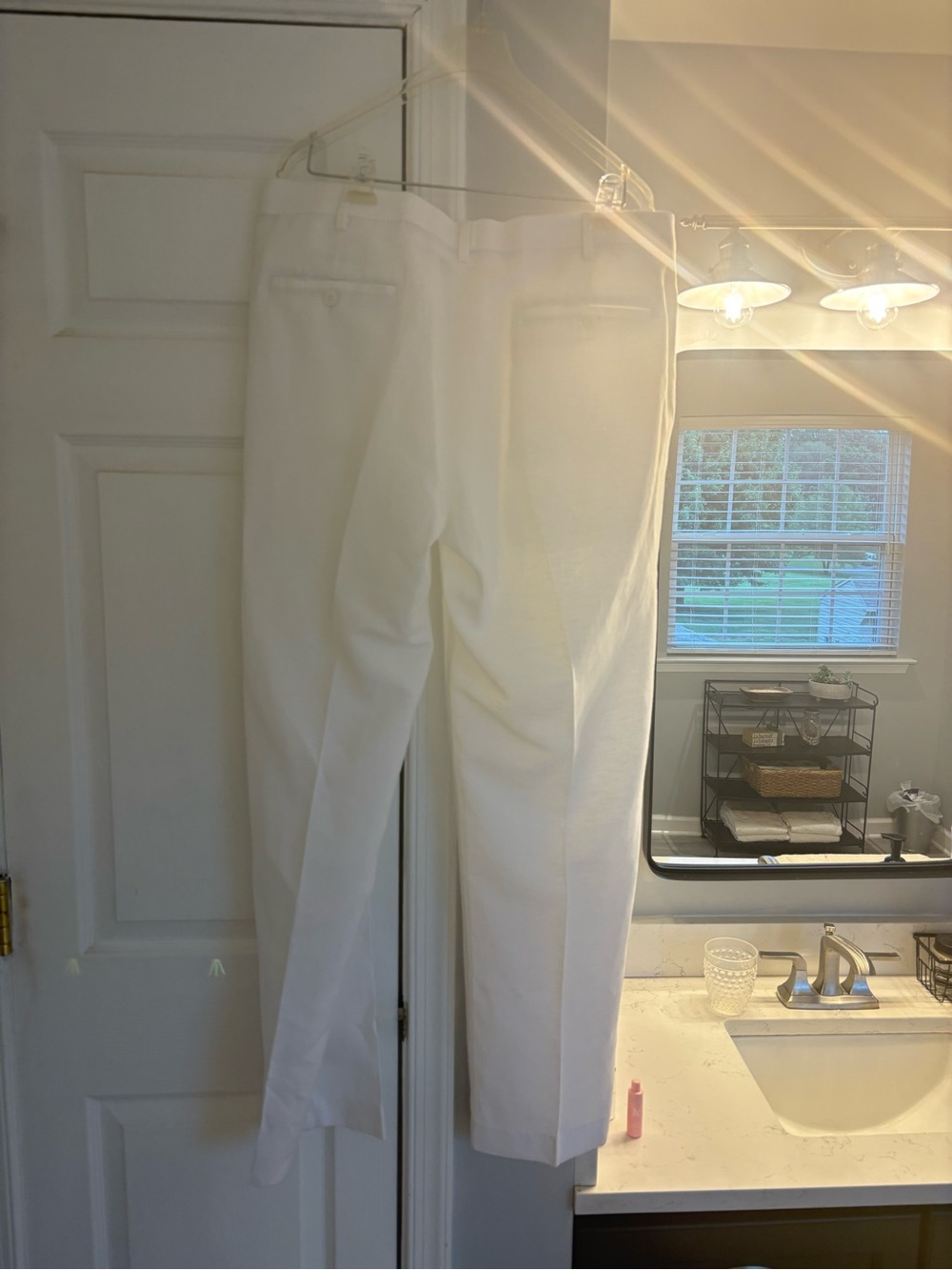 White Men’s linen Pants - Classic Straight Fit